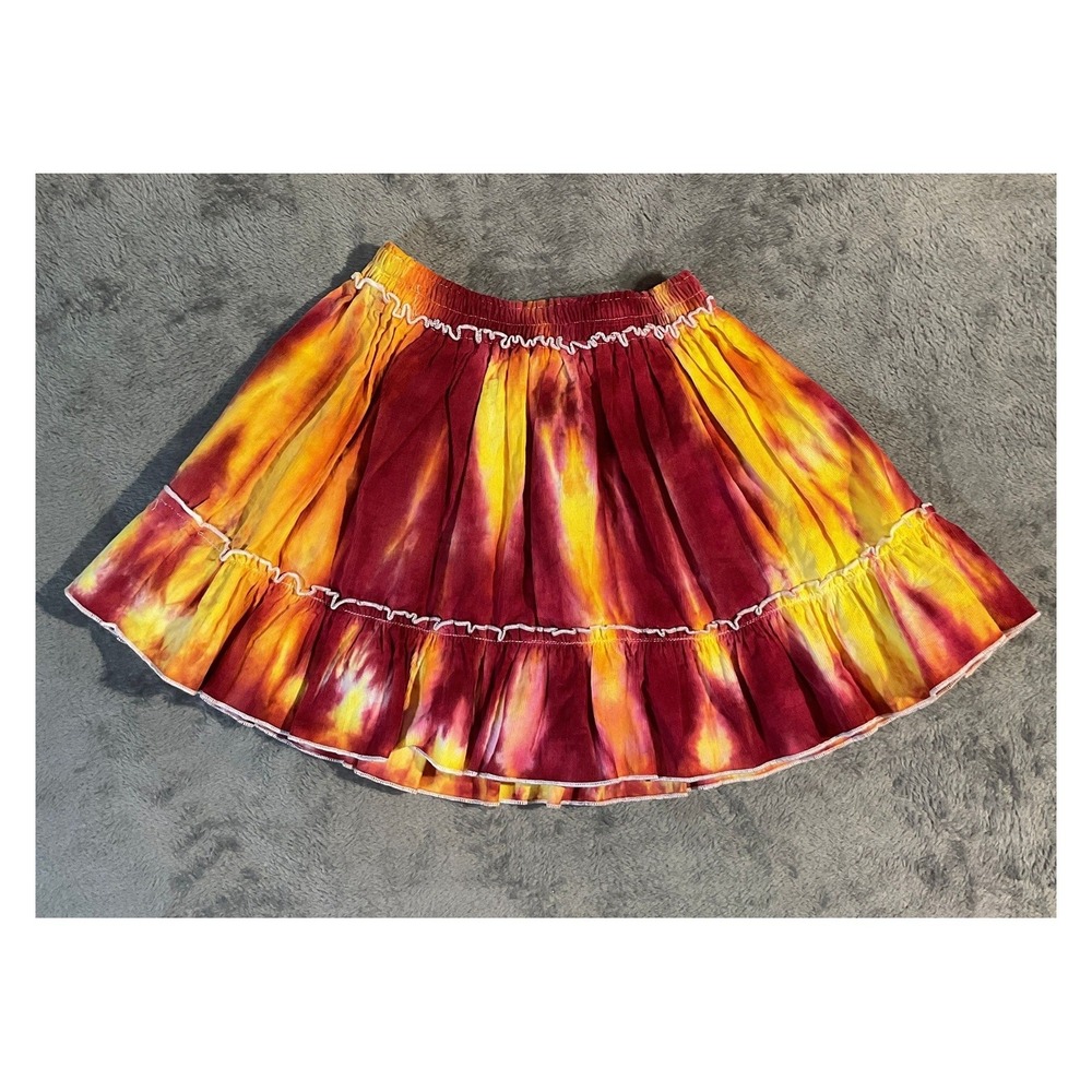 Girls Tie-Dyed Corduroy‎ Ruffle Mini Skirt Multicolor
